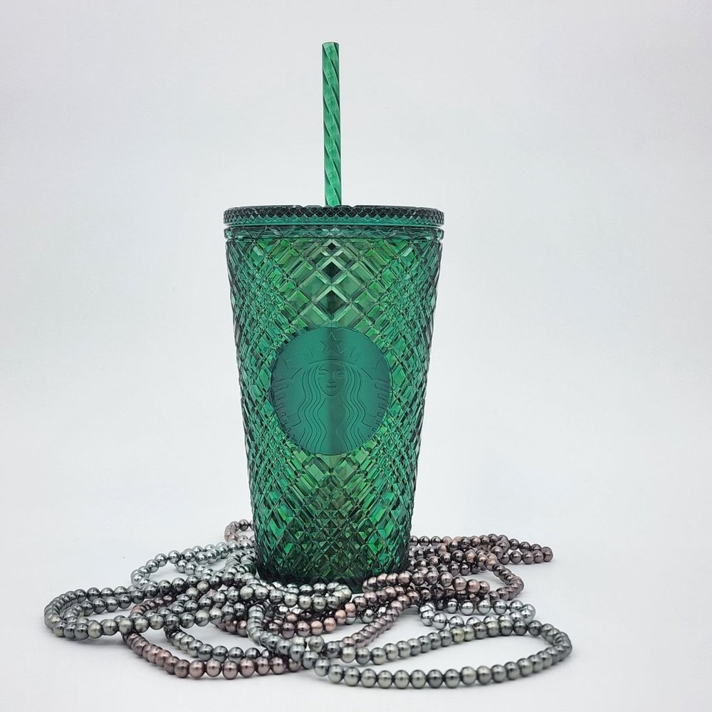 NEW! Starbucks Tumbler Emerald Green Jeweled Cold Venti 16oz Cup, 2022